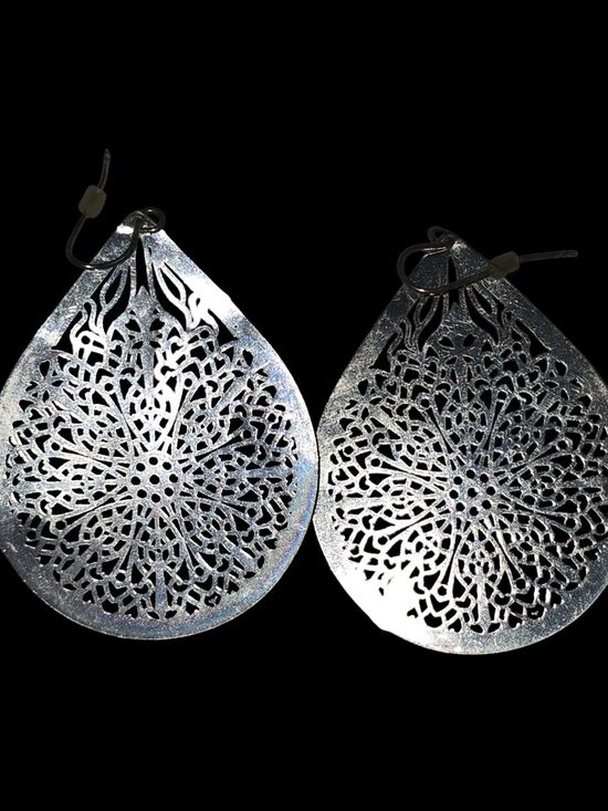 Natasha Couture Jewelry - Filligee Laser Cut Earrings Lightweigh Silver Color Ornate Jewelry Gift NEW